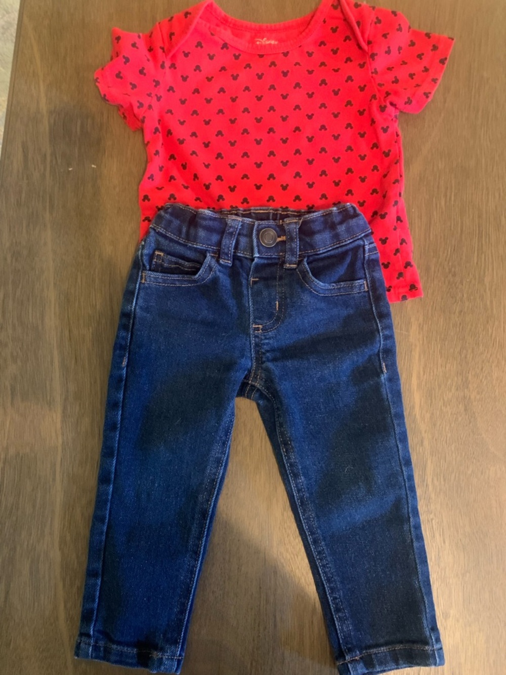 Two piece Jeans Disney Baby Shirt With Garanimals Denim Size 12 Months EUC
